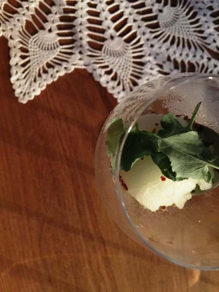 SORBETTO DI MENTUCCIA CON PAPPA REALE E ACETO